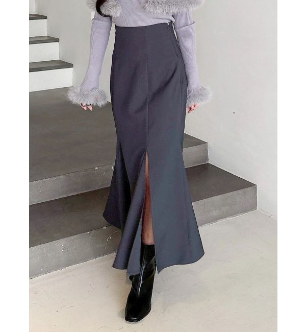 MERCURYDUO「バックレースアップストレッチマーメイドスカート」|スカート|チャコールグレー