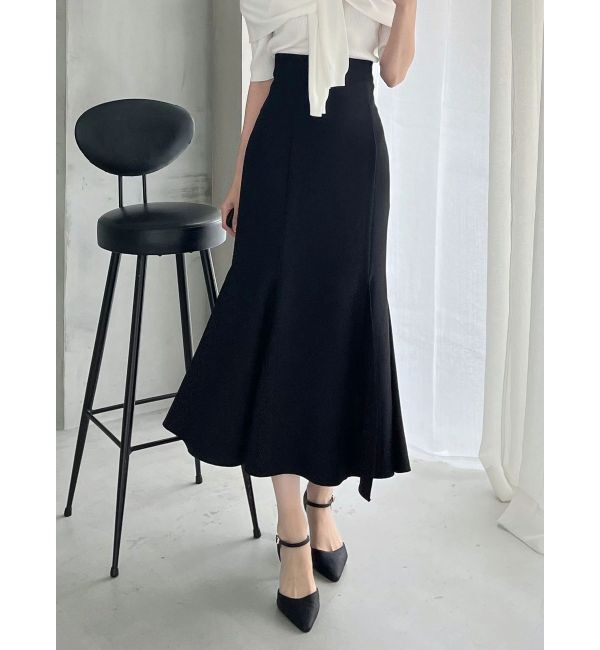 MERCURYDUO「バックレースアップストレッチマーメイドスカート」|スカート|ブラック