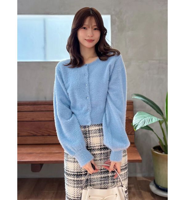 MERCURYDUO「ミニシャギークルーネックカーディガン」|カーディガン|