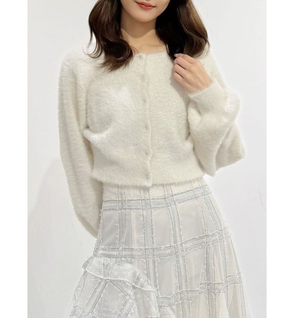 MERCURYDUO「ミニシャギークルーネックカーディガン」|カーディガン|