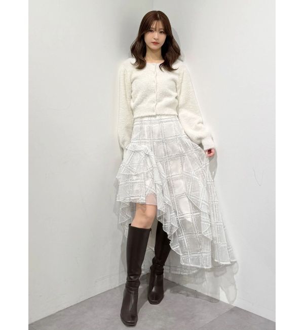 MERCURYDUO「ミニシャギークルーネックカーディガン」|カーディガン|