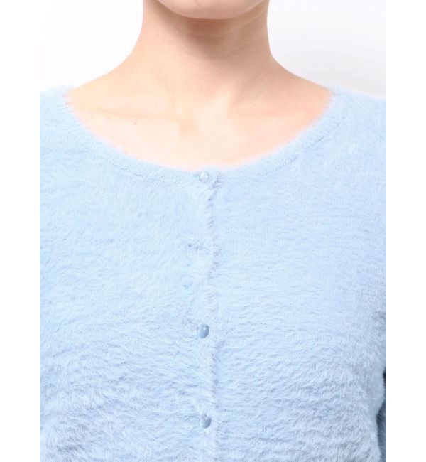 MERCURYDUO「ミニシャギークルーネックカーディガン」|カーディガン|