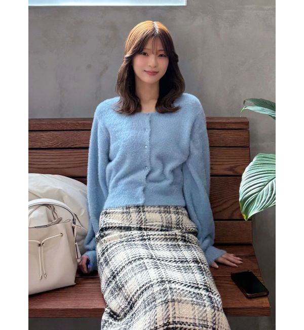 MERCURYDUO「ミニシャギークルーネックカーディガン」|カーディガン|