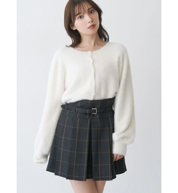 MERCURYDUO「ミニシャギークルーネックカーディガン」|カーディガン|