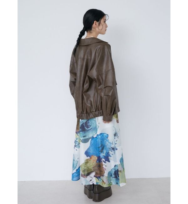 MURUA「フェイクレザーミドルジャケット」|ブルゾン・スタジャン|