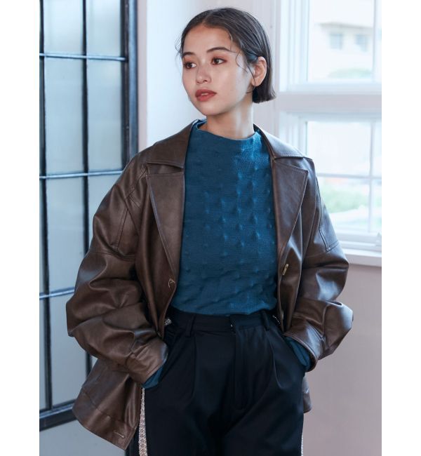 MURUA「フェイクレザーミドルジャケット」|ブルゾン・スタジャン|