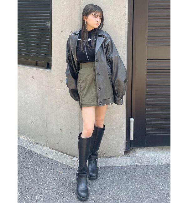 MURUA「フェイクレザーミドルジャケット」|ブルゾン・スタジャン|