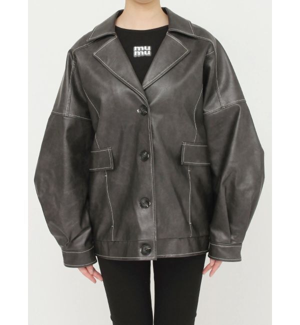 MURUA「フェイクレザーミドルジャケット」|ブルゾン・スタジャン|
