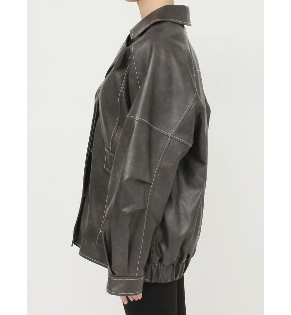 MURUA「フェイクレザーミドルジャケット」|ブルゾン・スタジャン|