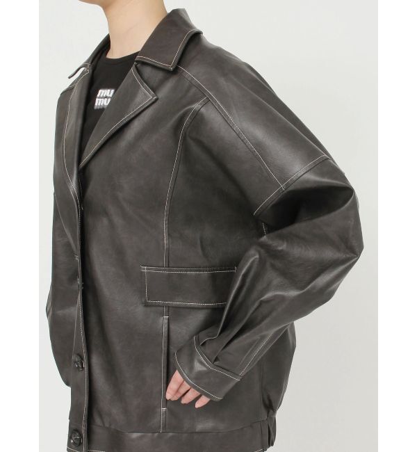 MURUA「フェイクレザーミドルジャケット」|ブルゾン・スタジャン|