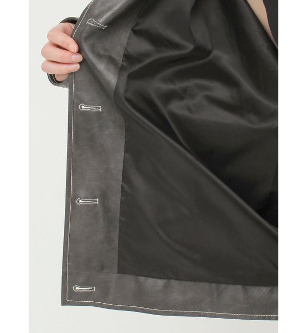 MURUA「フェイクレザーミドルジャケット」|ブルゾン・スタジャン|