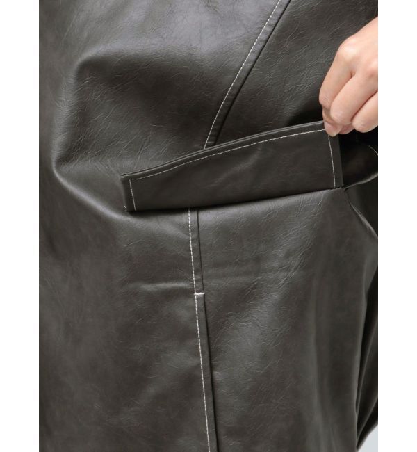 MURUA「フェイクレザーミドルジャケット」|ブルゾン・スタジャン|