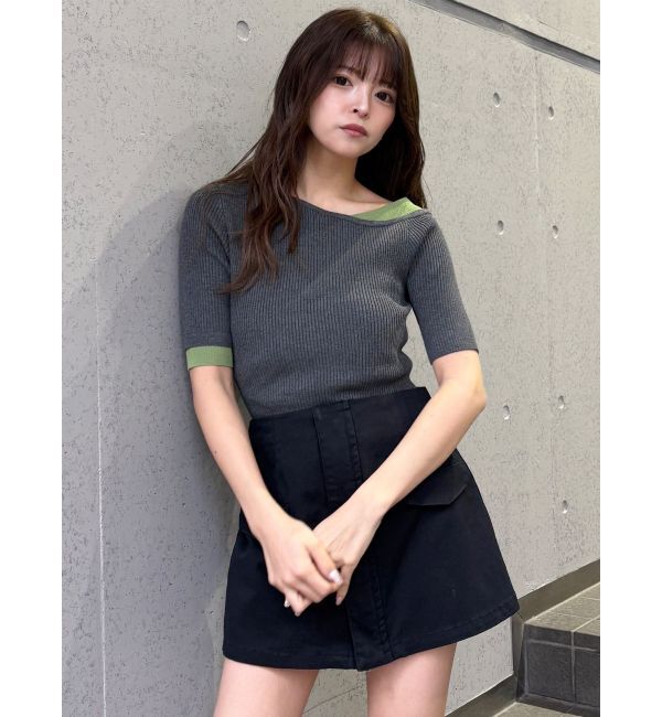 MURUA「レイヤードワンショルハーフニット」|ニット・セーター|