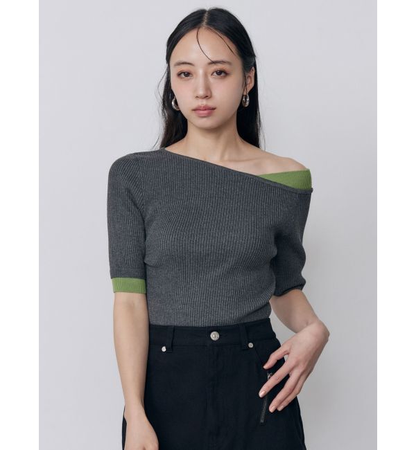 MURUA「レイヤードワンショルハーフニット」|ニット・セーター|