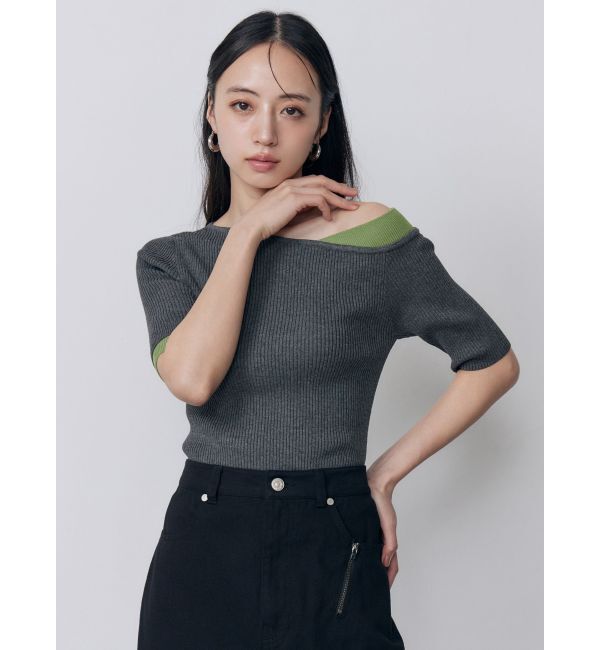 MURUA「レイヤードワンショルハーフニット」|ニット・セーター|