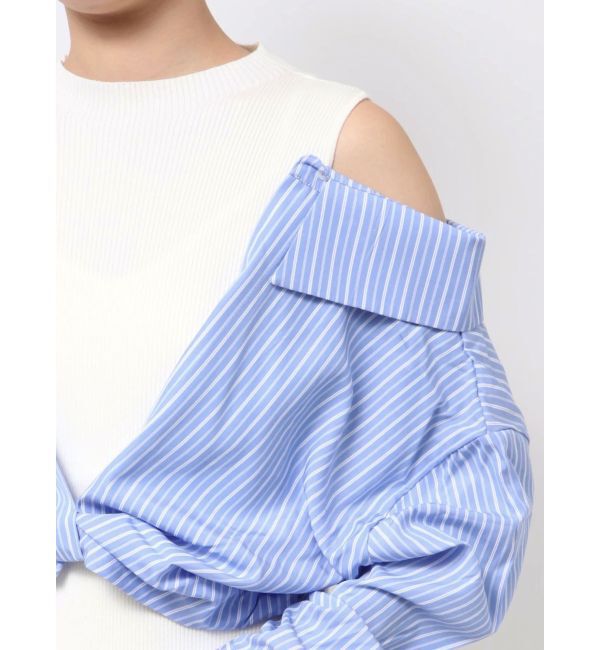 LAGUNAMOON「シャツドッキングリブニットワンピース」|ワンピース|