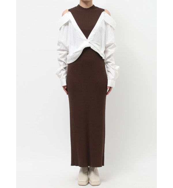 LAGUNAMOON「シャツドッキングリブニットワンピース」|ワンピース|