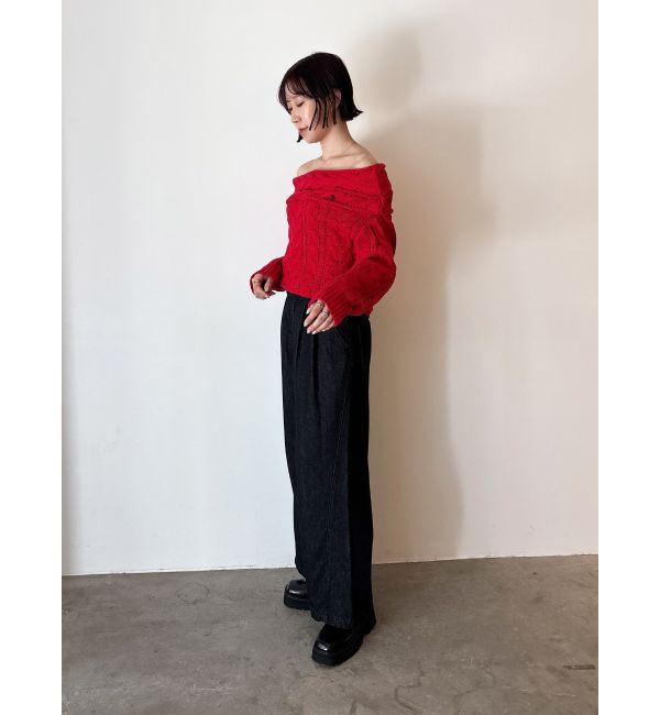 LAGUNAMOON「ベルテッドルーズワイドデニムパンツ」|デニム|