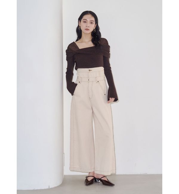 LAGUNAMOON「ハイウエストラインディティールデニムパンツ」|デニム|