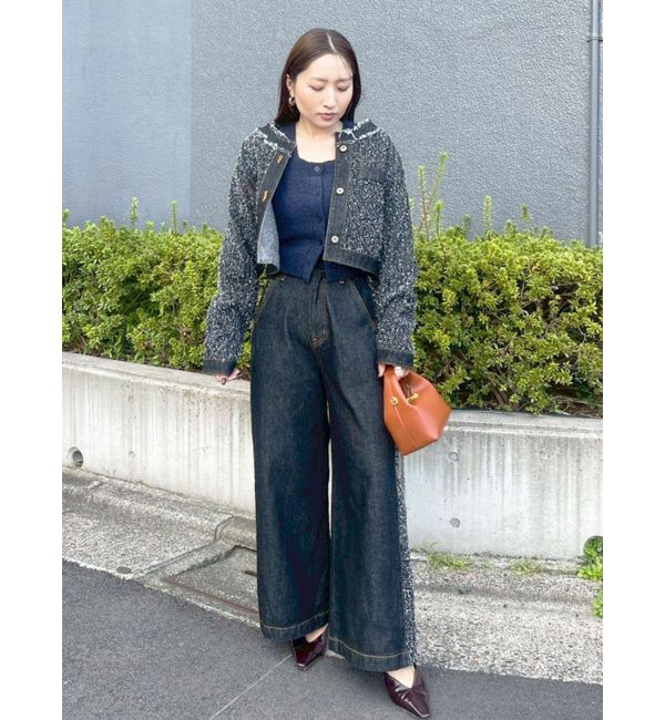 LAGUNAMOON「ハイウエストラインディティールデニムパンツ」|デニム|