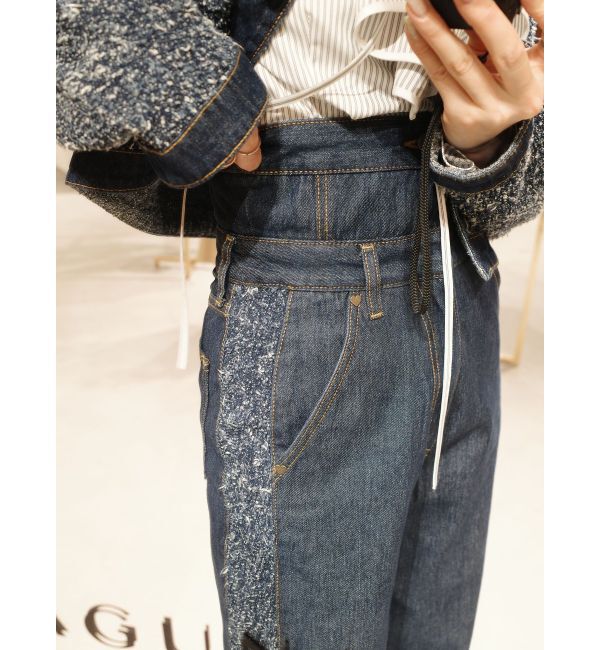 LAGUNAMOON「ハイウエストラインディティールデニムパンツ」|デニム|