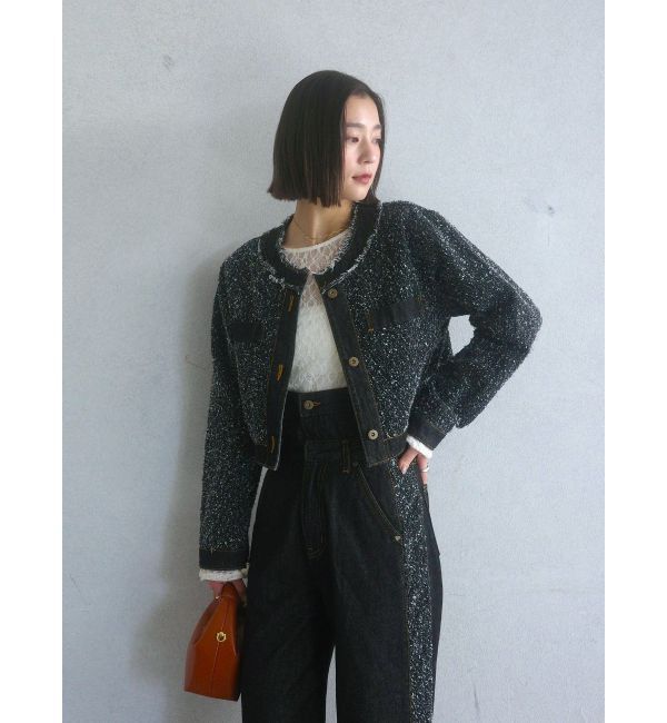 LAGUNAMOON「ハイウエストラインディティールデニムパンツ」|デニム|