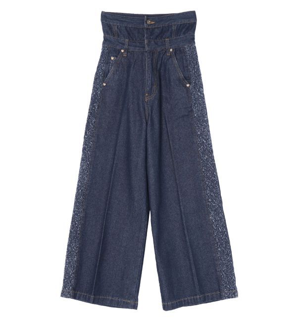 LAGUNAMOON「ハイウエストラインディティールデニムパンツ」|デニム|