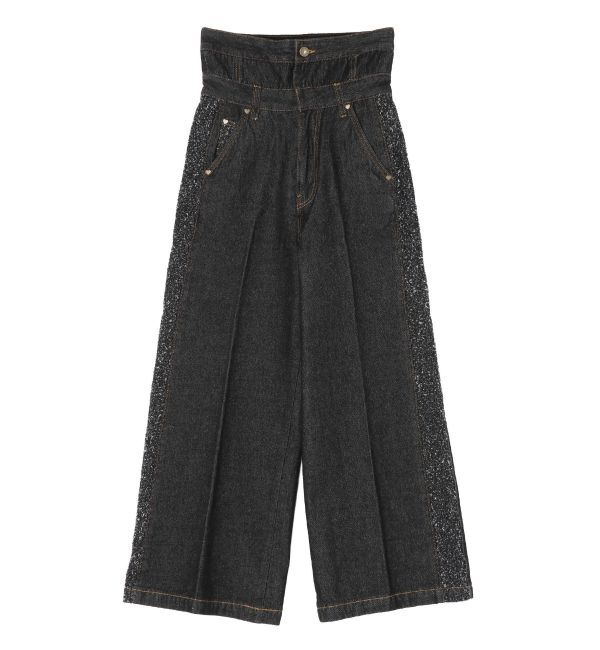 LAGUNAMOON「ハイウエストラインディティールデニムパンツ」|デニム|