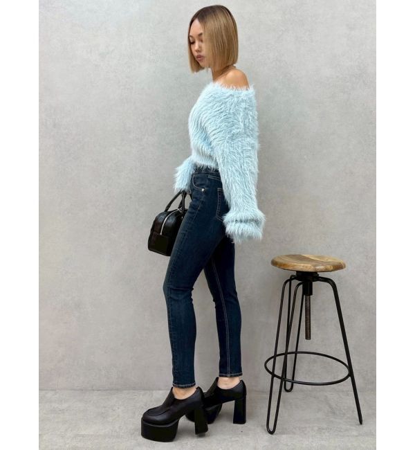 EVRIS「ワイドベルトハイウエストスキニーデニムパンツ」|デニム|