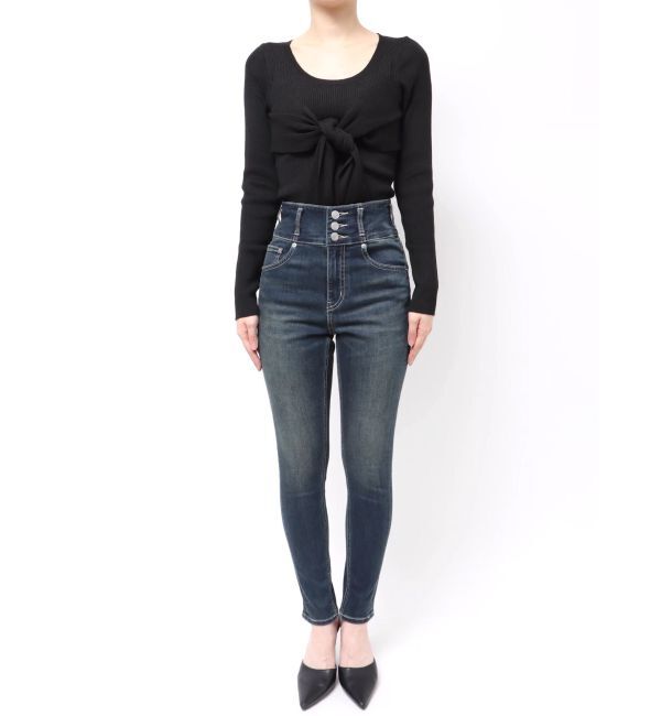 EVRIS「ワイドベルトハイウエストスキニーデニムパンツ」|デニム|