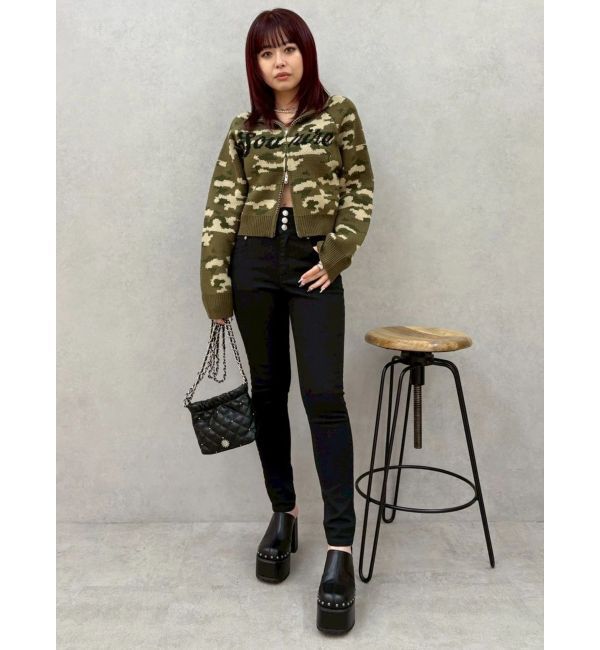 EVRIS「ワイドベルトハイウエストスキニーデニムパンツ」|デニム|