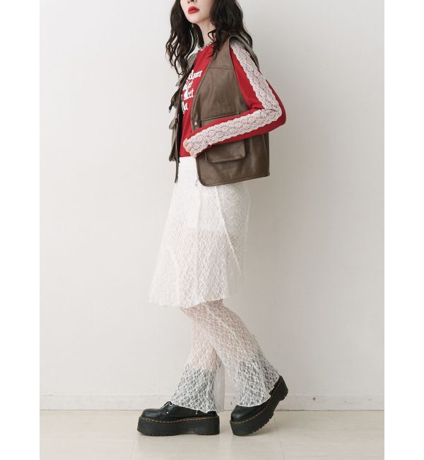 jouetie「シャイニーロゴレースライントップス」|Tシャツ・カットソー|