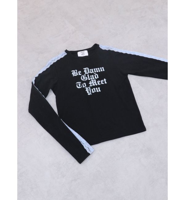 jouetie「シャイニーロゴレースライントップス」|Tシャツ・カットソー|ブラック