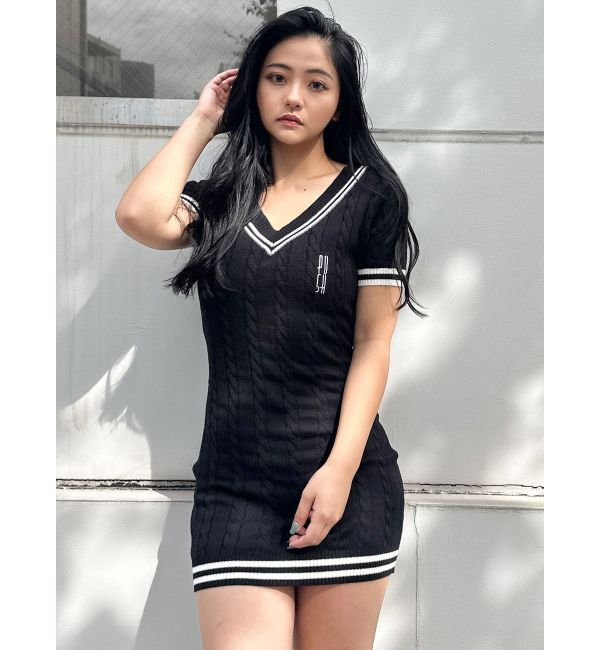 GYDA「POSHハーフスリーブケーブルニットワンピース」|ワンピース|