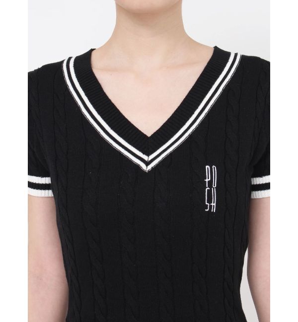 GYDA「POSHハーフスリーブケーブルニットワンピース」|ワンピース|