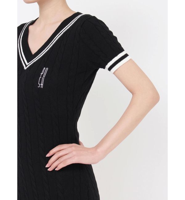 GYDA「POSHハーフスリーブケーブルニットワンピース」|ワンピース|