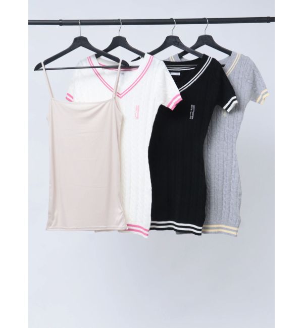 GYDA「POSHハーフスリーブケーブルニットワンピース」|ワンピース|