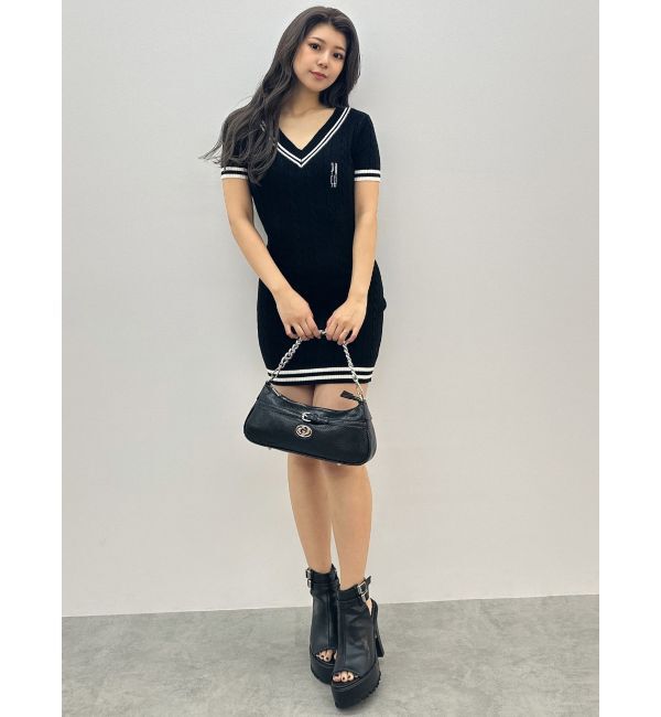 GYDA「POSHハーフスリーブケーブルニットワンピース」|ワンピース|