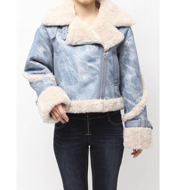 GYDA「ECO MOUTON RIDERSジャケット」|ライダースジャケット|スカイブルー