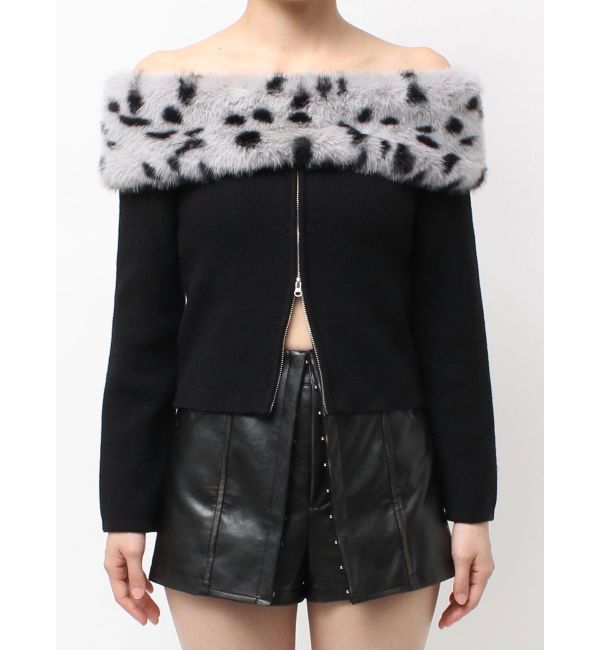 GYDA「エコファーオフショルチェーンbijouニットトップス」|ニット・セーター|