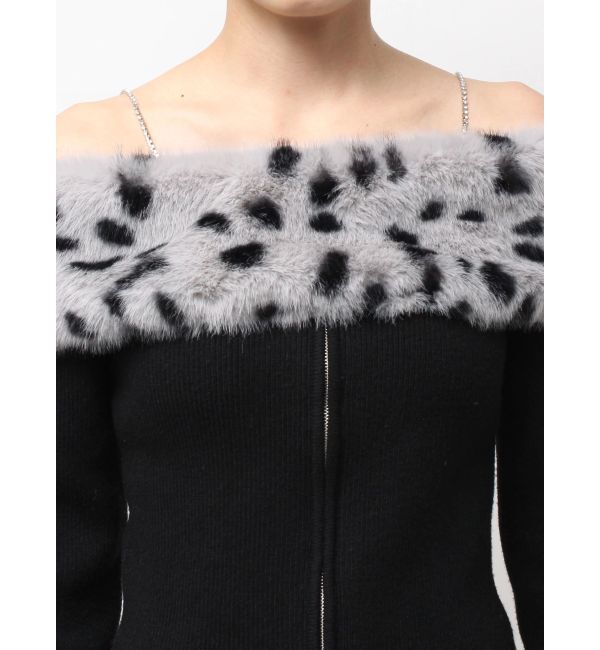 GYDA「エコファーオフショルチェーンbijouニットトップス」|ニット・セーター|