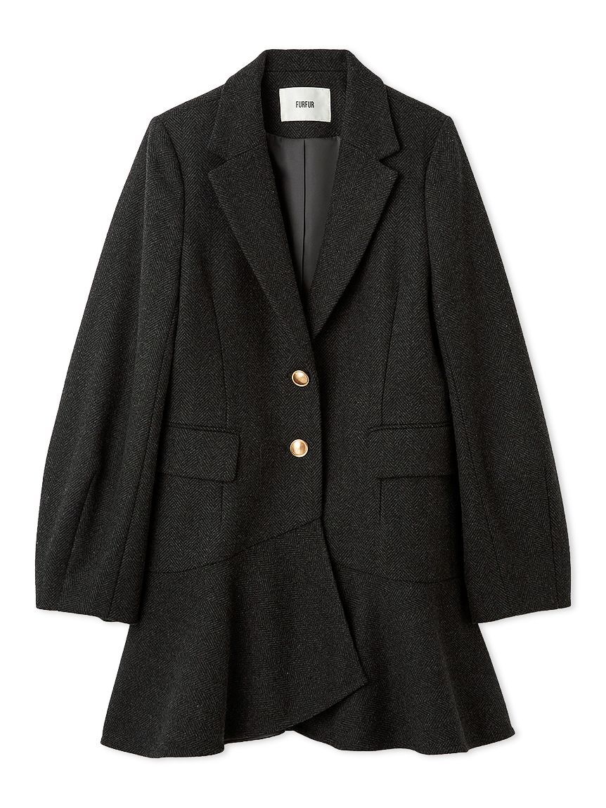 FURFUR「ツイードフレアドレスコート」|チェスターコート|