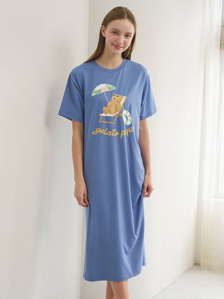 gelato pique「【接触冷感】サマーベアワンポイントワンピース」|ルームウェア|