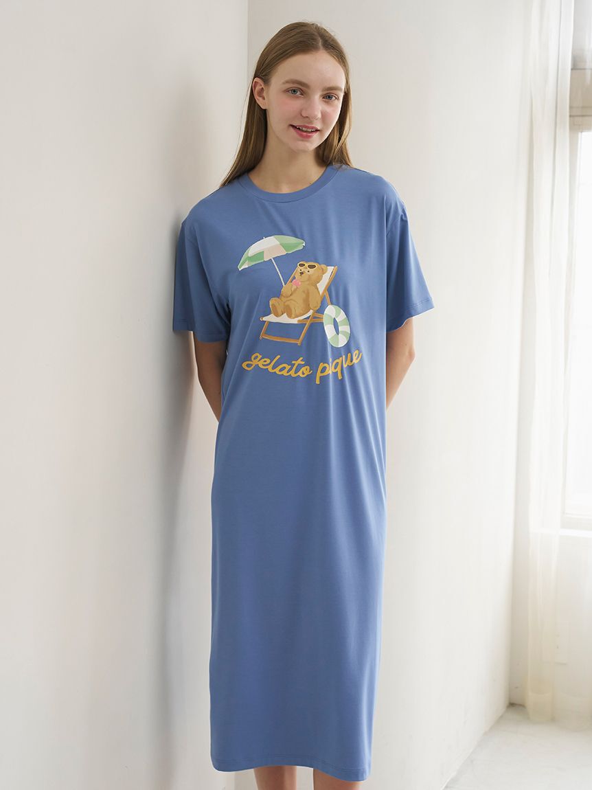 gelato pique「【接触冷感】サマーベアワンポイントワンピース」|ルームウェア|