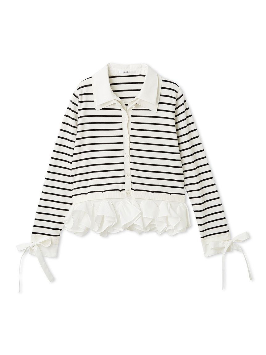 SNIDEL「シャツドッキングヘムボリュームニットプルオーバー」|ニット・セーター|