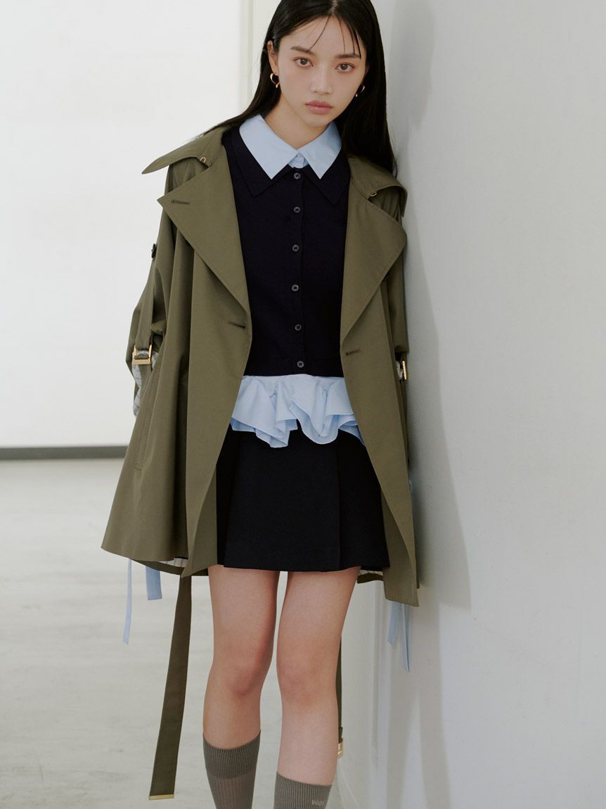 SNIDEL「シャツドッキングヘムボリュームニットプルオーバー」|ニット・セーター|