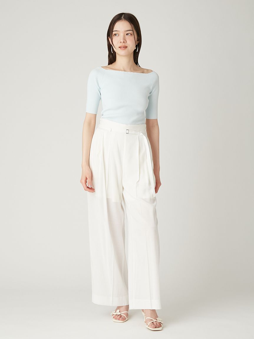 FRAY I.D「セミシアーハイウエストパンツ／ウォッシャブル」|チノ|