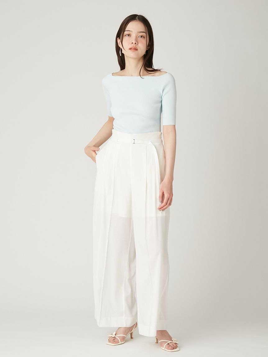 FRAY I.D「セミシアーハイウエストパンツ／ウォッシャブル」|チノ|