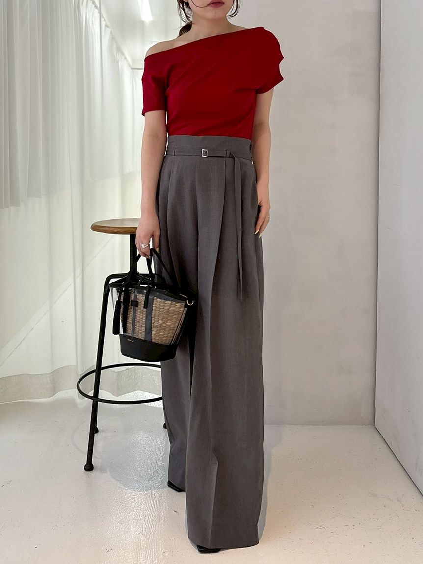 FRAY I.D「セミシアーハイウエストパンツ／ウォッシャブル」|チノ|