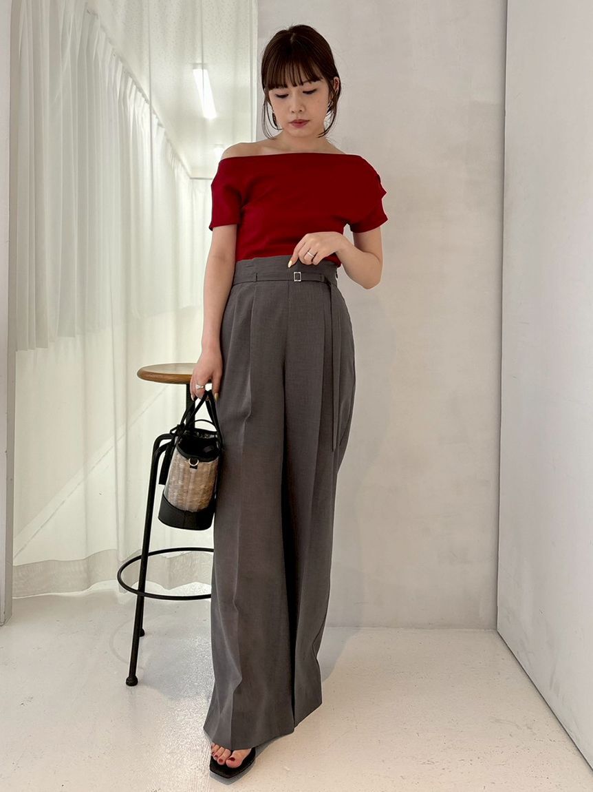 FRAY I.D「セミシアーハイウエストパンツ／ウォッシャブル」|チノ|GRY